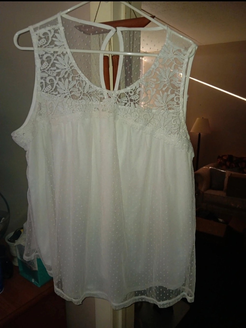Maurices White Lace Yoke Sleeveless Camisole
